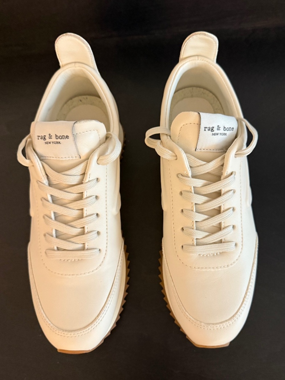 NEW Rag & Bone Retro Leather Calfskin Running Sneakers  Birch Size 6.5 US No Box